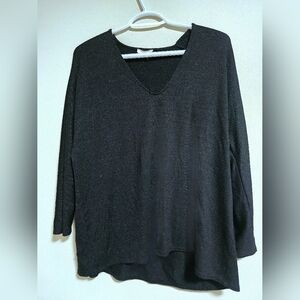 Wilfred Charcoal Long Sleeve V-Neck Top